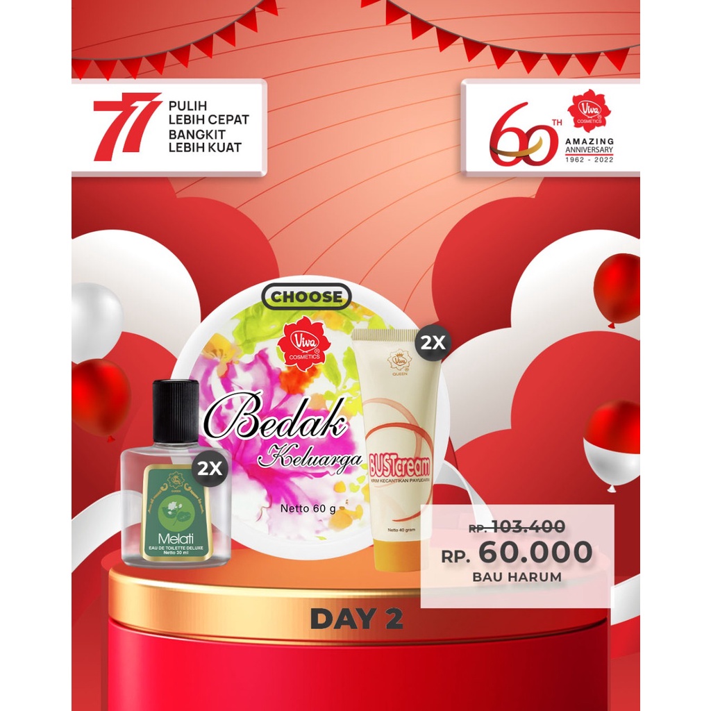 Paket 2 Perfume Melati 1 Viva Bedak Keluarga 2 Bust Cream