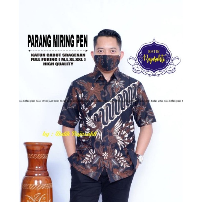 Batik Pria Modern Lengan Pendek Baju Batik Pria Batik Parang Miring Rajasakti Baju Batik Pria Solo