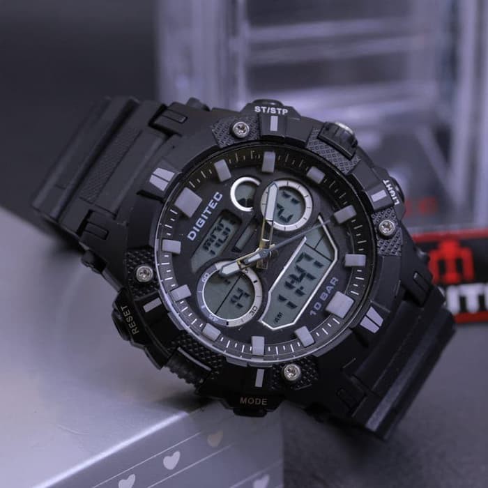 JAM TANGAN PRIA DIGITEC DG 3069 DOUBLE TIME ORI ANTI AIR (ADA 4 WARNA) - I BLACK GREY