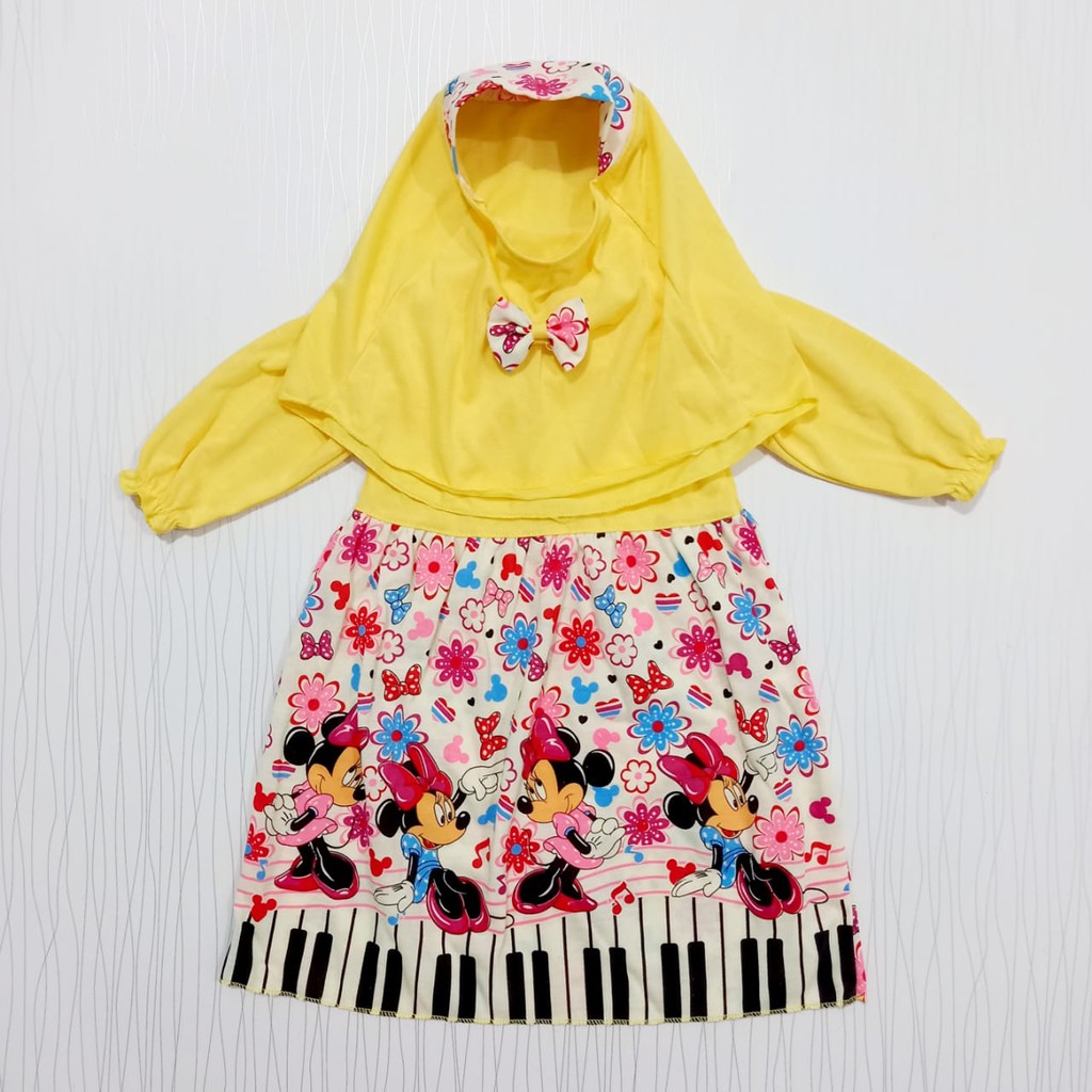 COD  gamis anak perempuan karakter baby alicia dress muslim dan hijab
