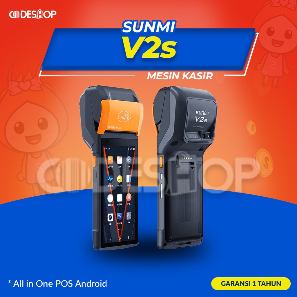 Sunmi V2s Mesin Kasir Portable Android All In One POS