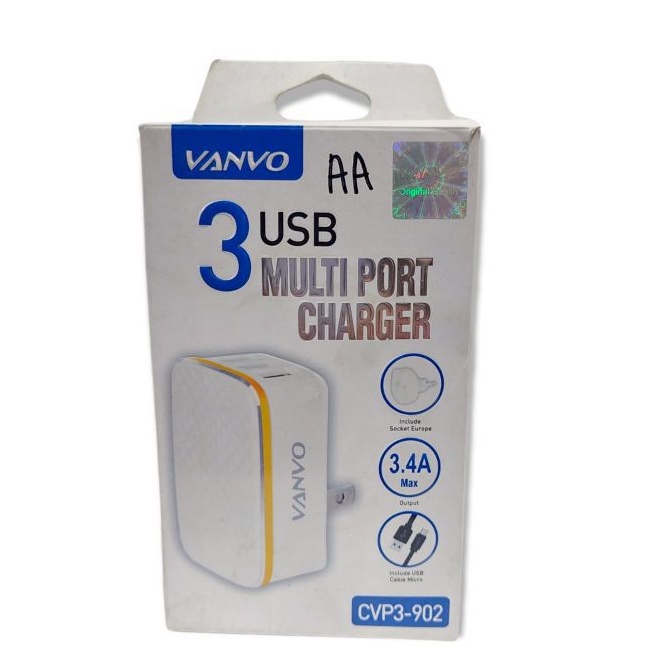 CHARGER VANVO CVP3-902 3 USB MULTI PORT CHARGER