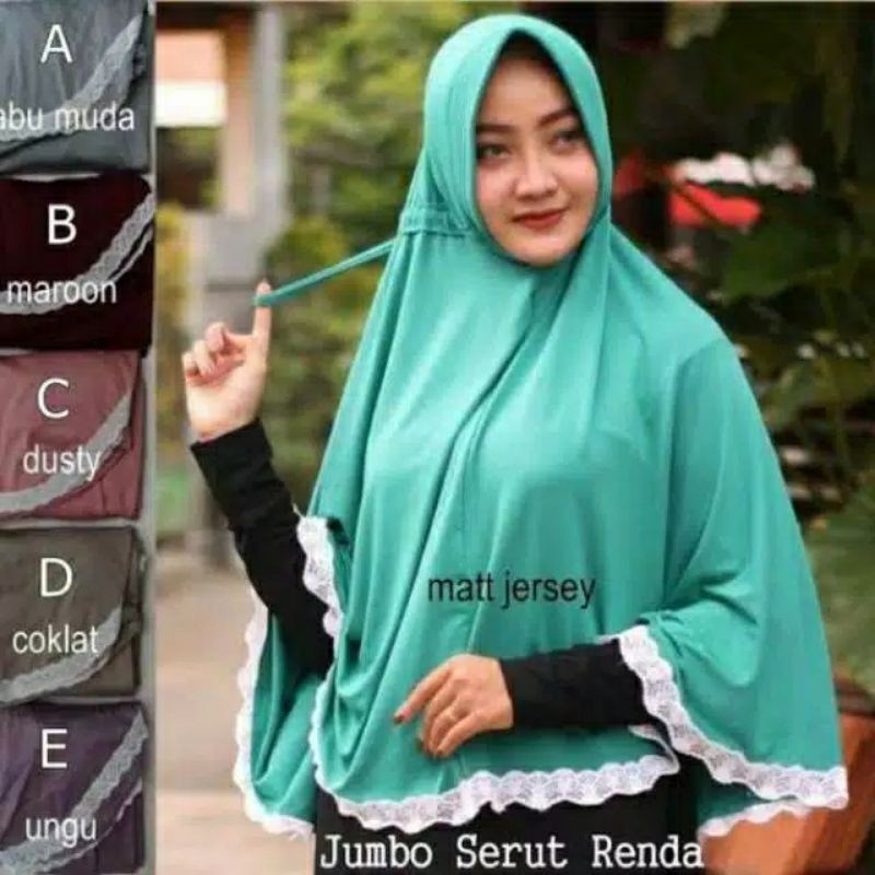 jilbab serut jumbo renda