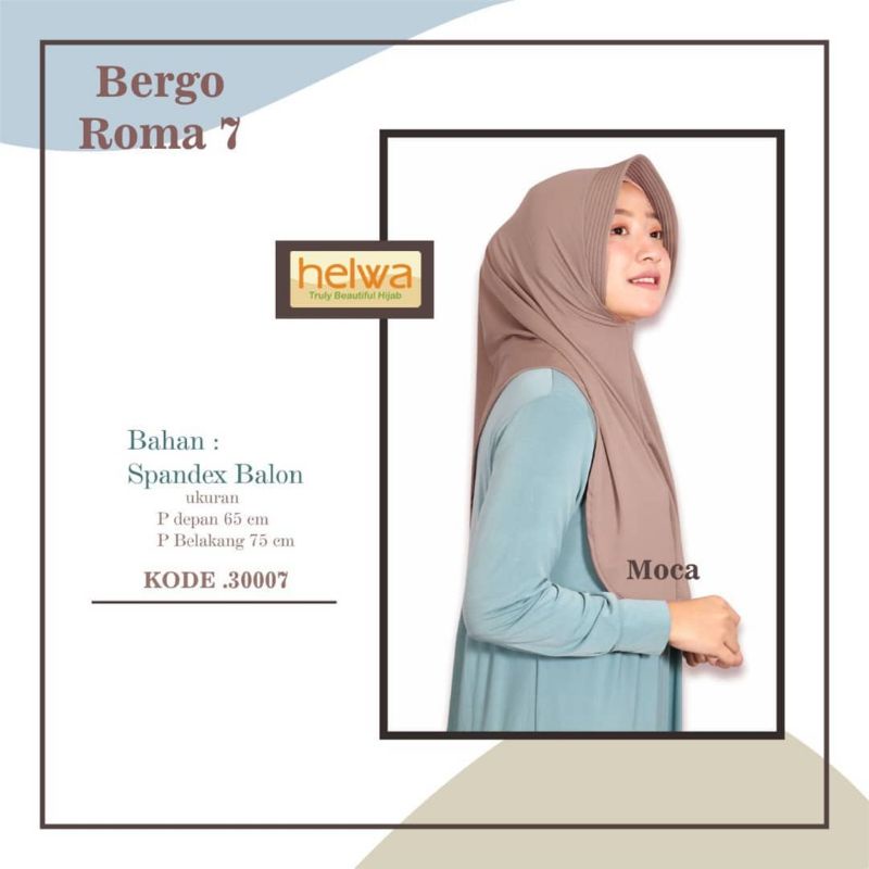 (Helwa Hijab) BERGO ROMA 7 •jilbab instan spandex balon premium•jilbab instan pet busa