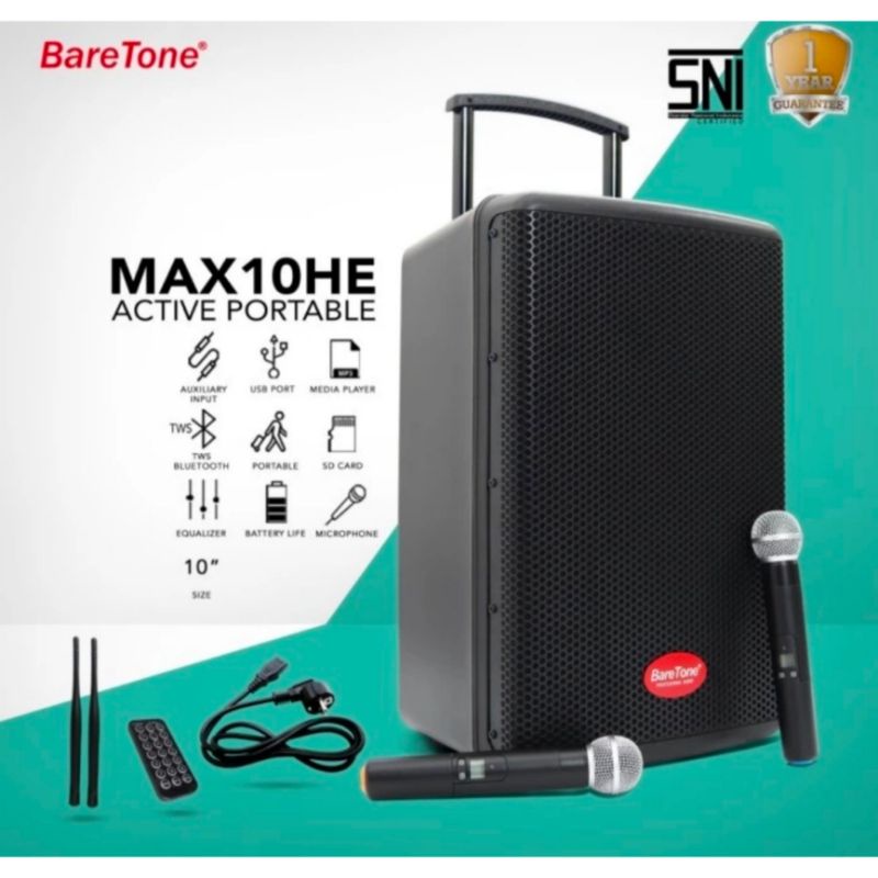 AGEN SPEAKER PORTABLE BARETONE MAX10HE FREE STAND BKUETOOTH