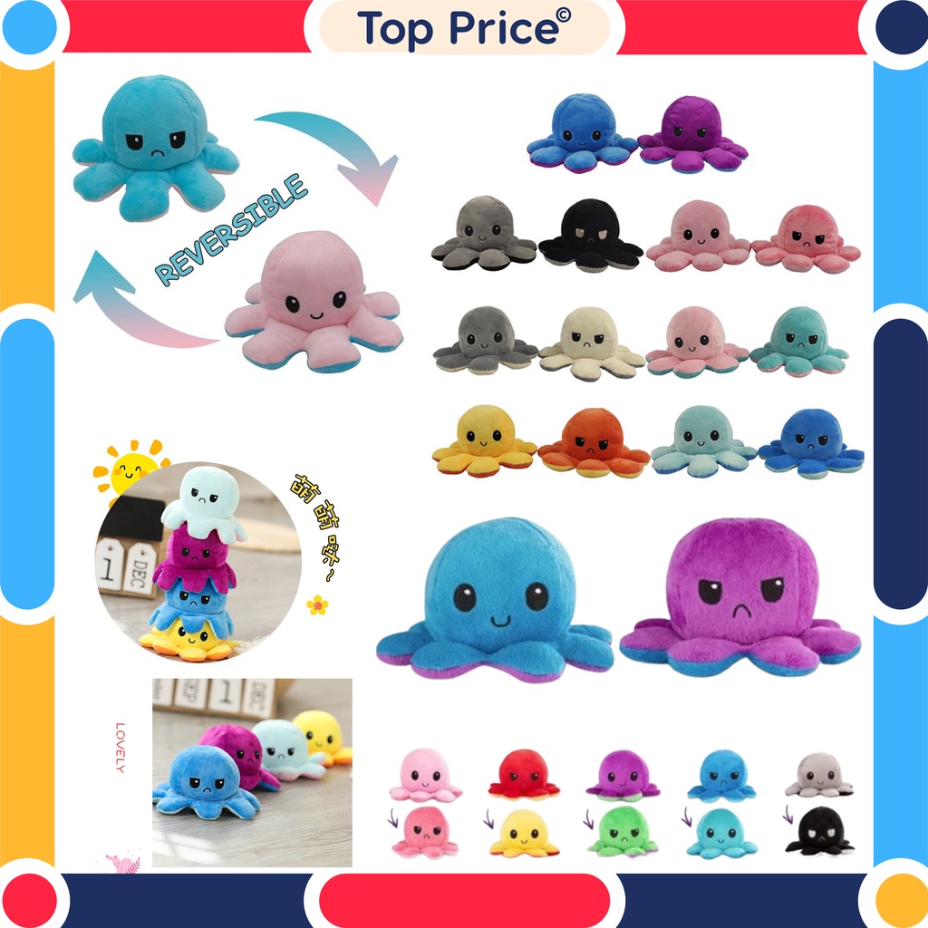 Topprice Boneka Gurita Octopus Bolak-Balik Dua Sisi Reversible / Boneka Lucu/ ubur-ubur mini COD U99