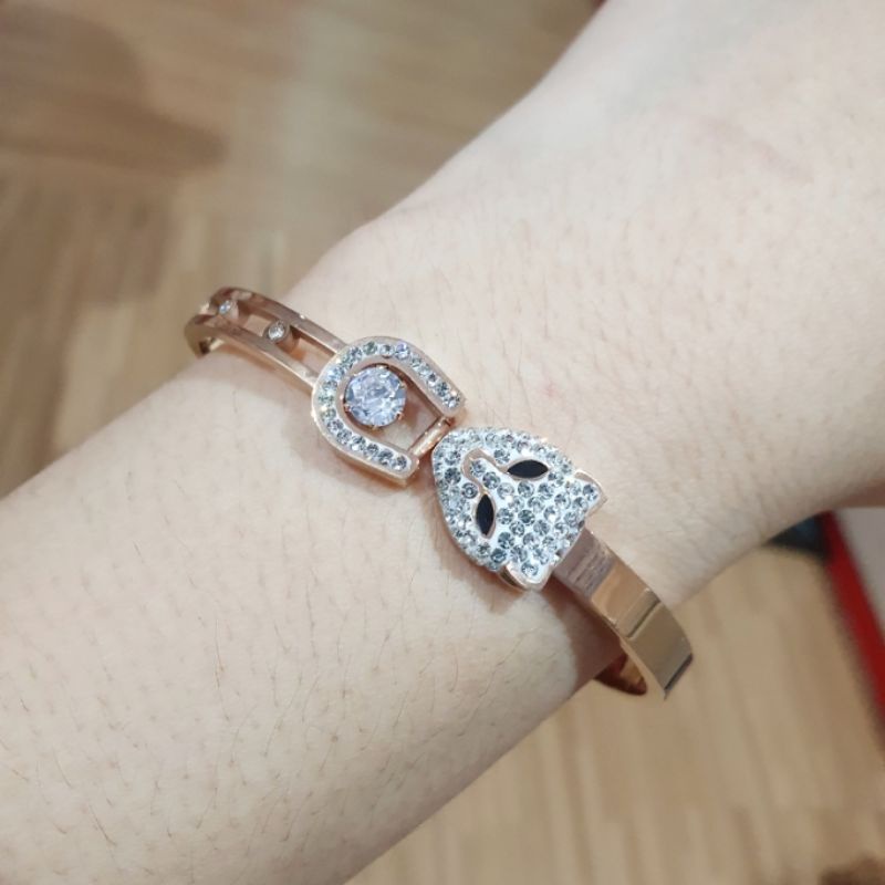 Gelang Titanium asli import Bracelet stainless steel rosegold branded tidak karatan TS-02