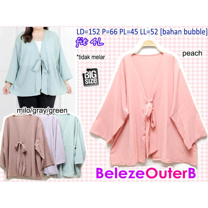 Beleze Outer B CARDI CARDIGAN PANJANG SIFON POLOS BASIC HIJAB MUSLIM SUPER JUMBO PLUS SIZE 4L