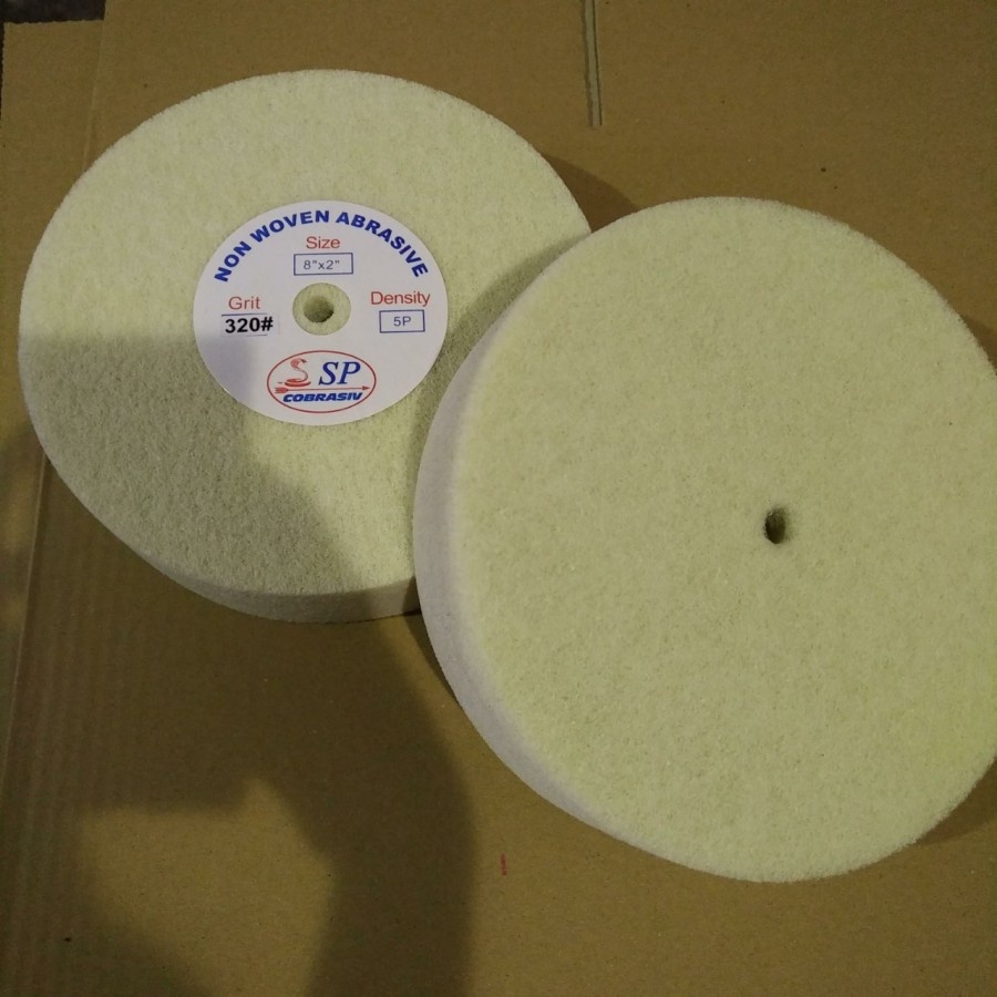 Roda Poles SP Cobrasive 5 P Non Woven Polishing Wheel 8"x2" - Grit 320 Putih(READY STOK)