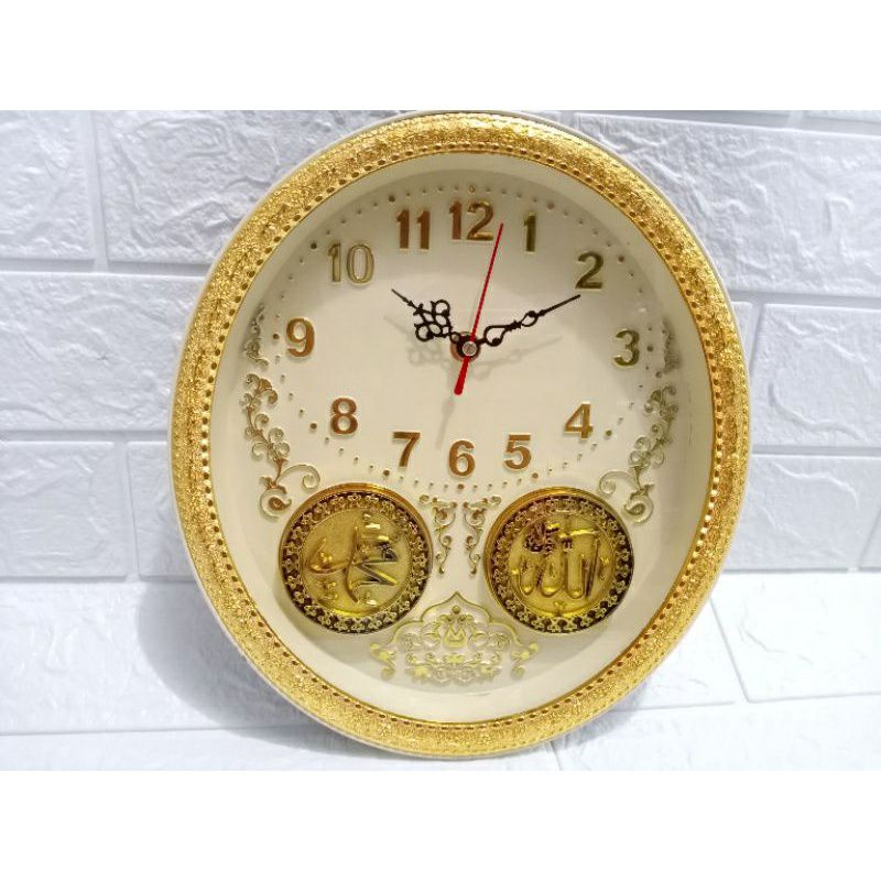 Jam dinding nikko kaligrafi NK 3164/ jam dinding nuansa islami/ jam dinding gold