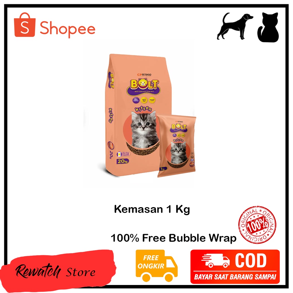 [ BOLT KITTEN ] Makanan kucing kitten premium bolt 1kg SALMON freshpack