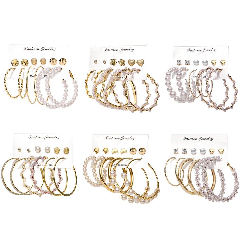 Fashion Pearl Earring Set Luxury Butterfly Love Heart Gold Stud Earrings Resin Hoop Earrings Women Jewelry Accessories
