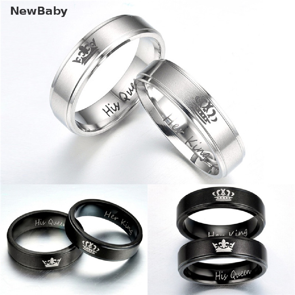 NewBaby Couple Rings HIS QUEEN HER KING Stainless Steel Rings Chic Jewelry Accessories  ID