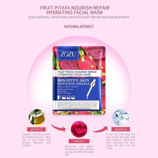 Zozu Fruits Sheet Mask Extract Natural Hydrating Facial Mask Masker Wajah Ekstrak Buah Buahan