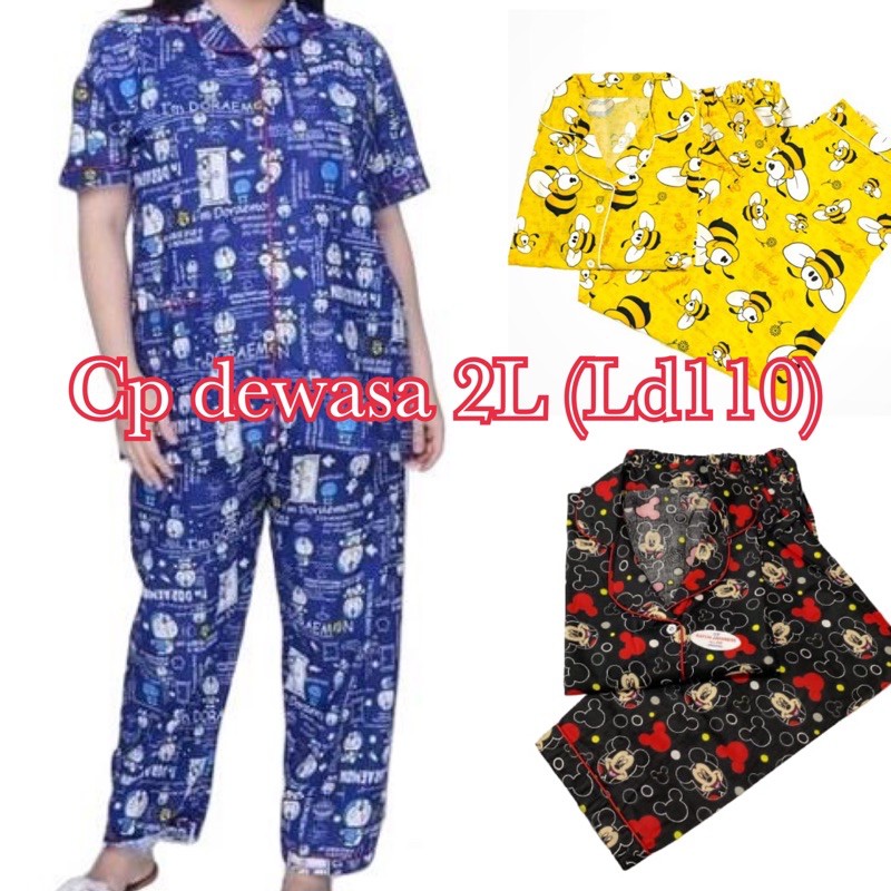 baju tidur cp xl 2L ld110 lengan pendek celana panjang