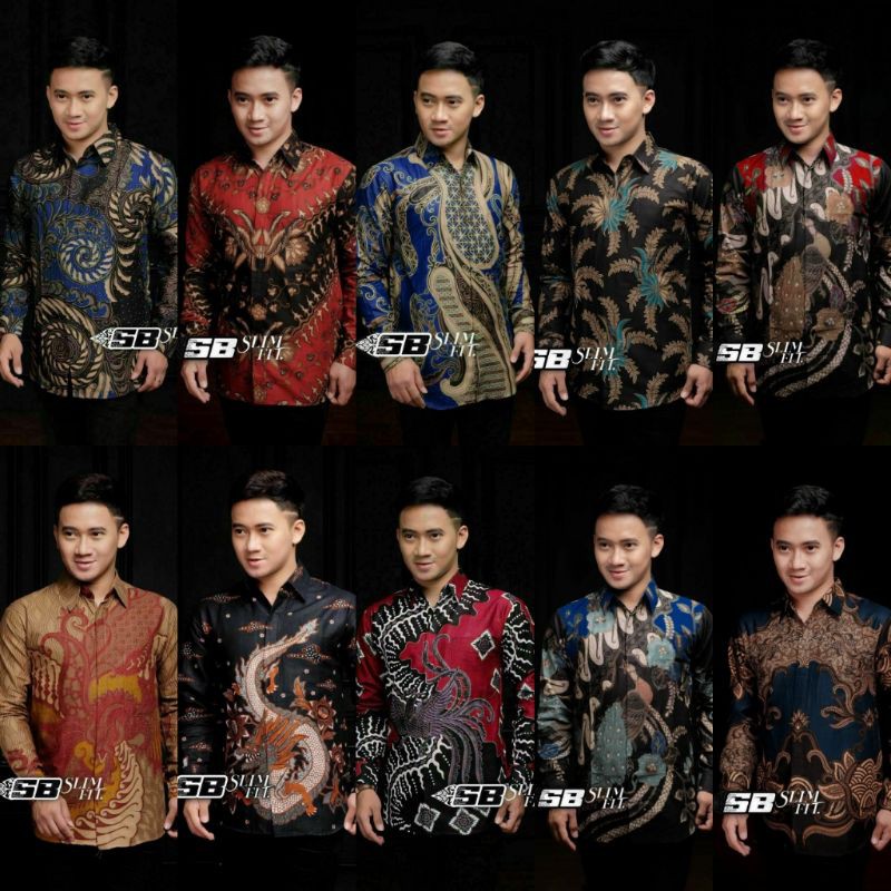 Baju batik Pria Slimfit Big Size M L XL XXL Atasan Kemeja Batik Lengan Panjang Original