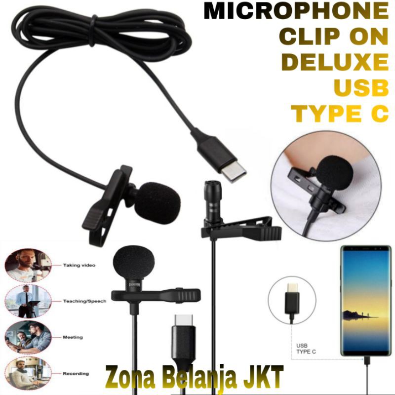 MIKROFON MIC CLIPON LAVALIER PORT USB TYPE C MICROPHONE LAPEL VLOG RECORDING HANDPHONE LAPTOP