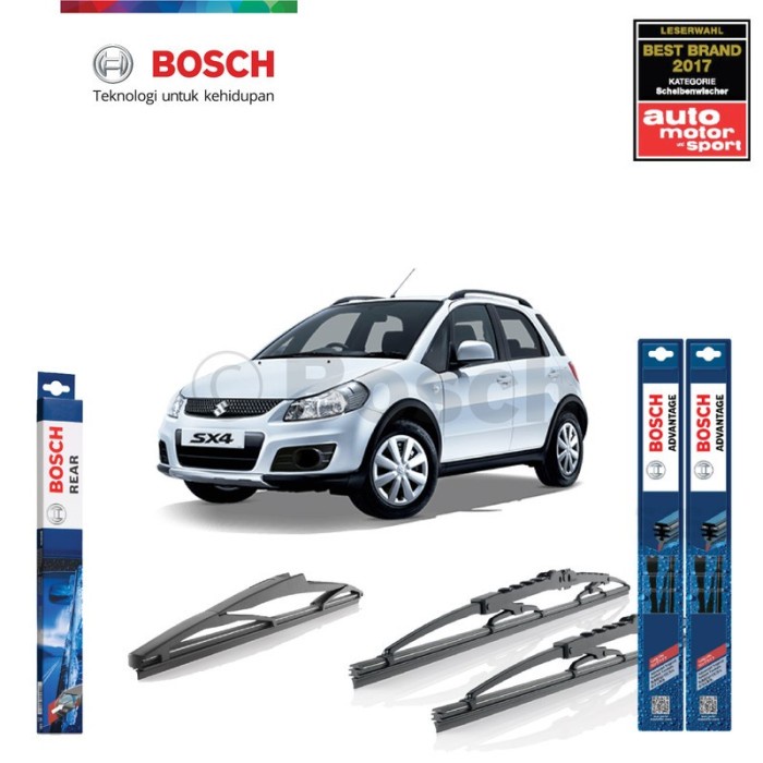 Wiper Depan Belakang Suzuki X-Over Bosch Advantage