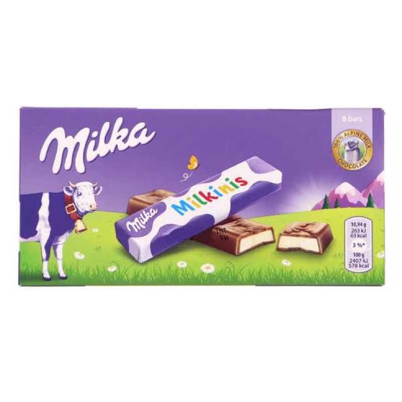 Milka Milkinis Chocolate 87.5g Coklat Milka isi 8 Bar per Box Coklat Eropa Milkinis Chocolate