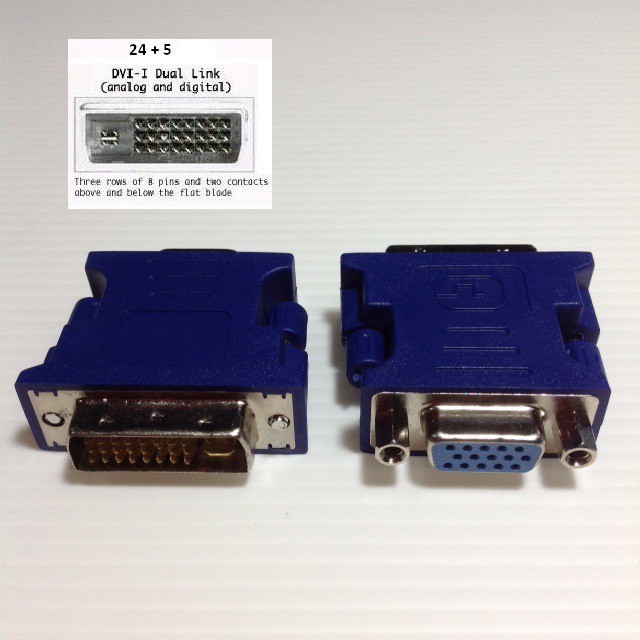 DVI-I 24+5 Male Dual Link to VGA Female