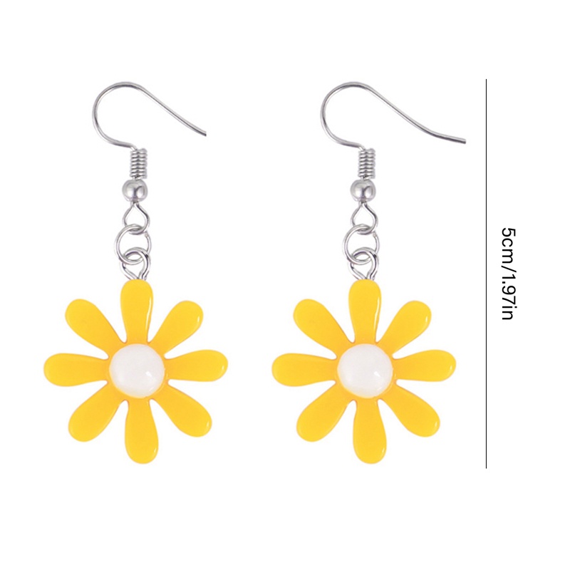 Anting Menjuntai Desain Bunga Matahari Daisy Bahan Akrilik Resin Gaya Korea Untuk Wanita