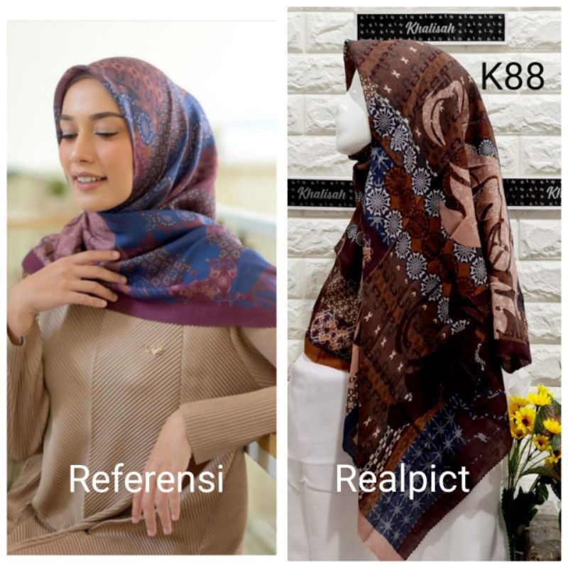 (Khalisahhijab)COD Harga Grosir Kerudung Segiempat Denai Voal Motif Premium Terbaru