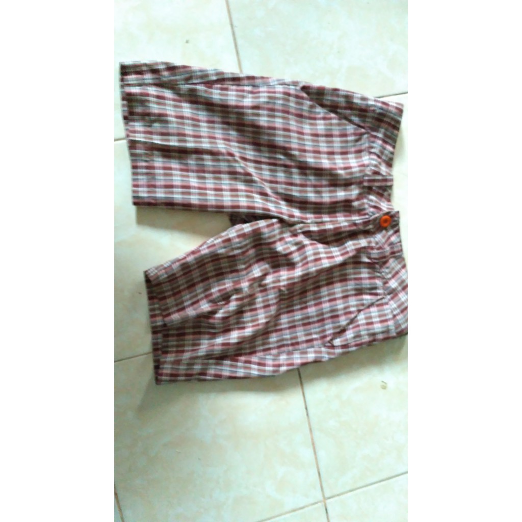 Celana Bahan Kotak-Kotak Kecil