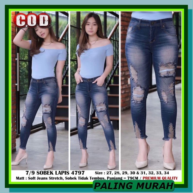 Jep33 Jegging Soft Denim Import Fashion Wanita Korea Celana Zumba LC254 Celana Jeans Wanita 7Per9 So