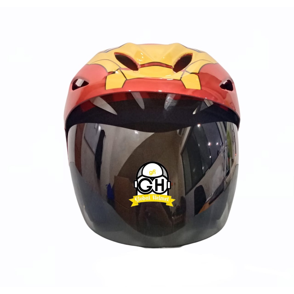 HELM HALF FACE MOTIF IRON MAN HALF FACE MURAH SNI SATU KACA