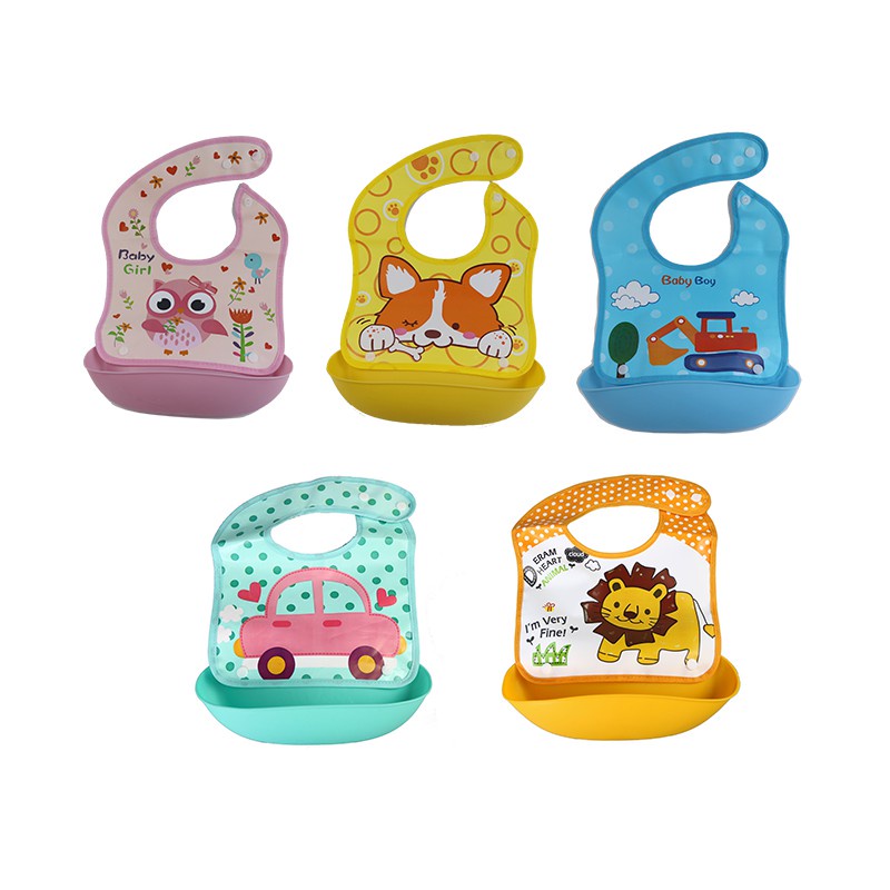 Baby Safe BIB02 Foldable Bib With Crumb Catcher Celemek Slaber Makan Bayi