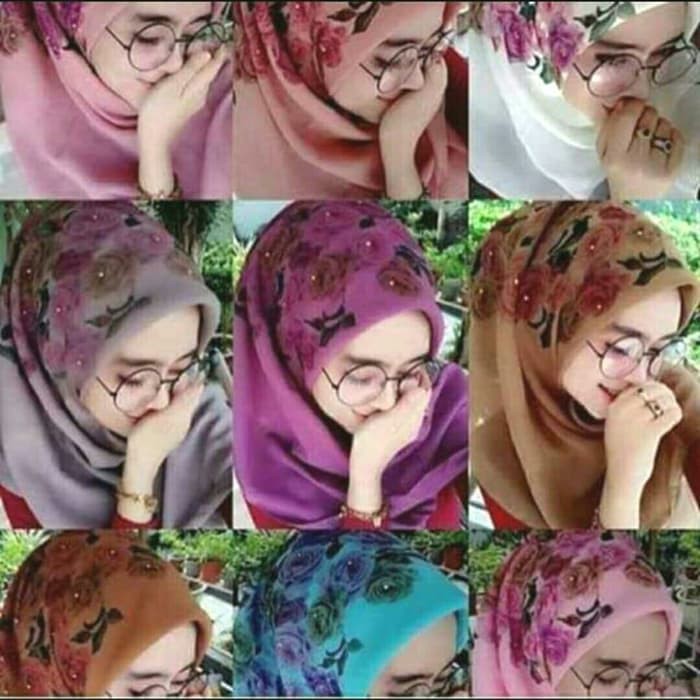 Hijab Bella Square Segi 4 Motif Bunga Jilbab - Kerudung Wanita Syari