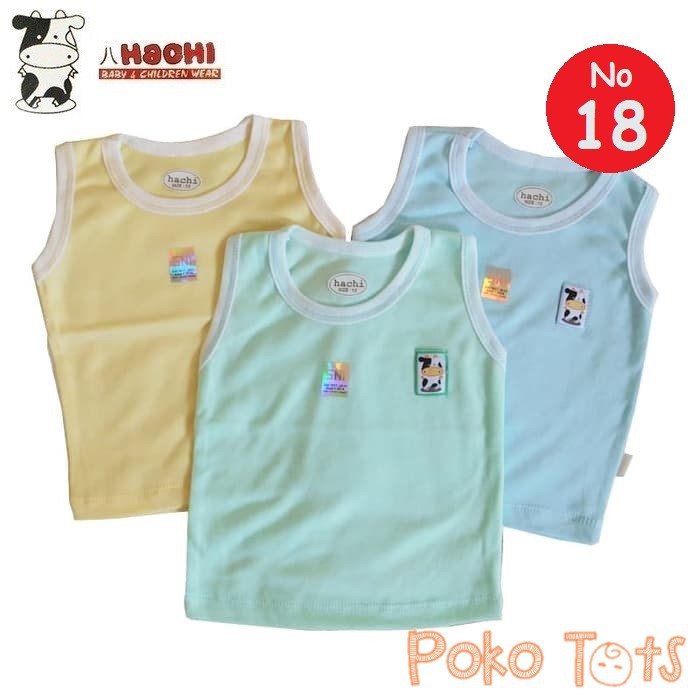 Hachi Kaos Singlet Ukuran 18 Tangan Buntung Bayi dan Anak Warna Polos