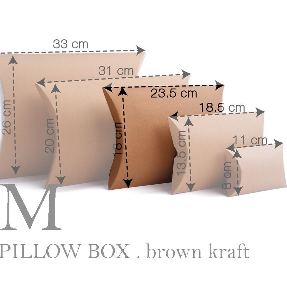 

Hot!! [HARGA 10pcs] PILLOW BOX [M] / MEDIUM SIZE (18x23.5 cm) BROWN KRAFT/ PAPER BOX / PAPER PACKAG