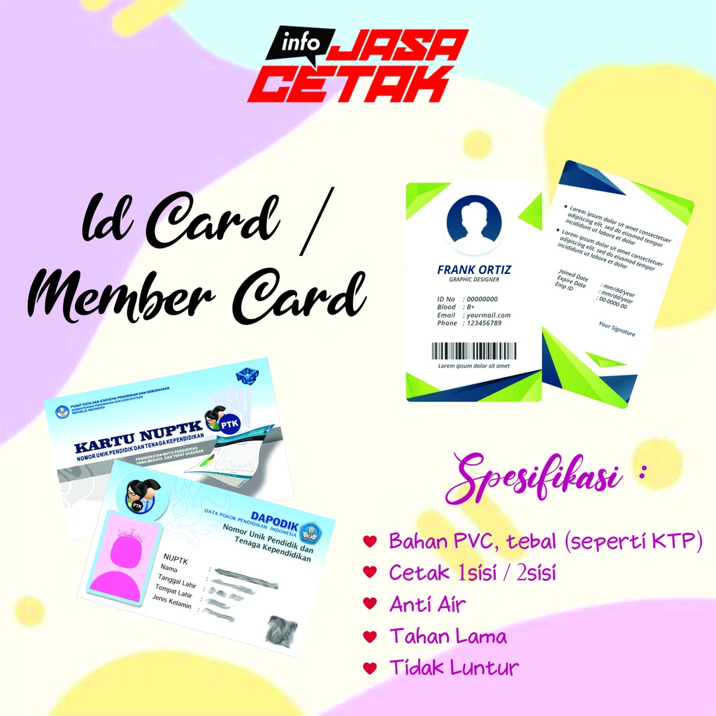 

CETAK ID CARD / KARTU PELAJAR / MEMBER CARD