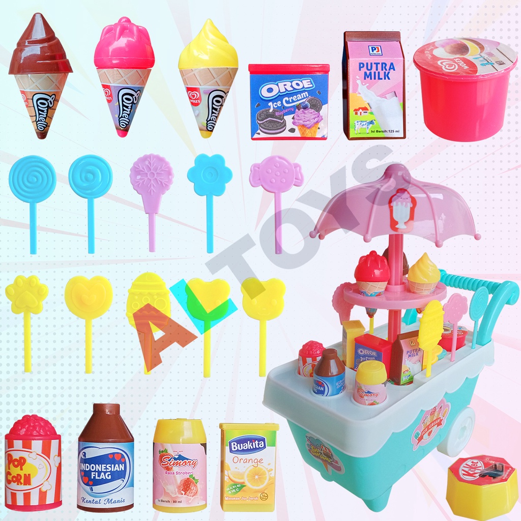 Mainan Anak Go Gerobak Ice Cream KGP19 / Troli Es Krim Murah