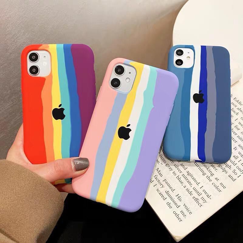 SILIKON RAINBOW FULL COVER PREMIUM CASE FOR IPHONE 6G 6PLUS 7G 7PLUS X XR XS MAX 11 PRO 12 PRO MAX