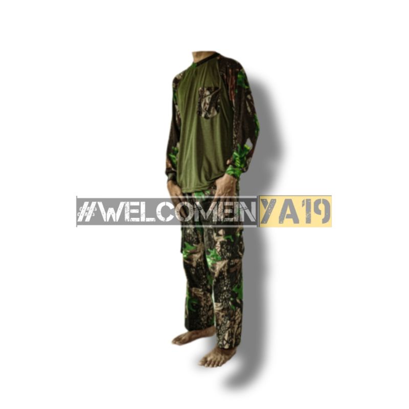 Fullset Baju Reglan Hunting Loreng Camo Perbakin / Baju Sniper Berburu Camo Perbakin / Setelan Outdoor Camo Perbakin