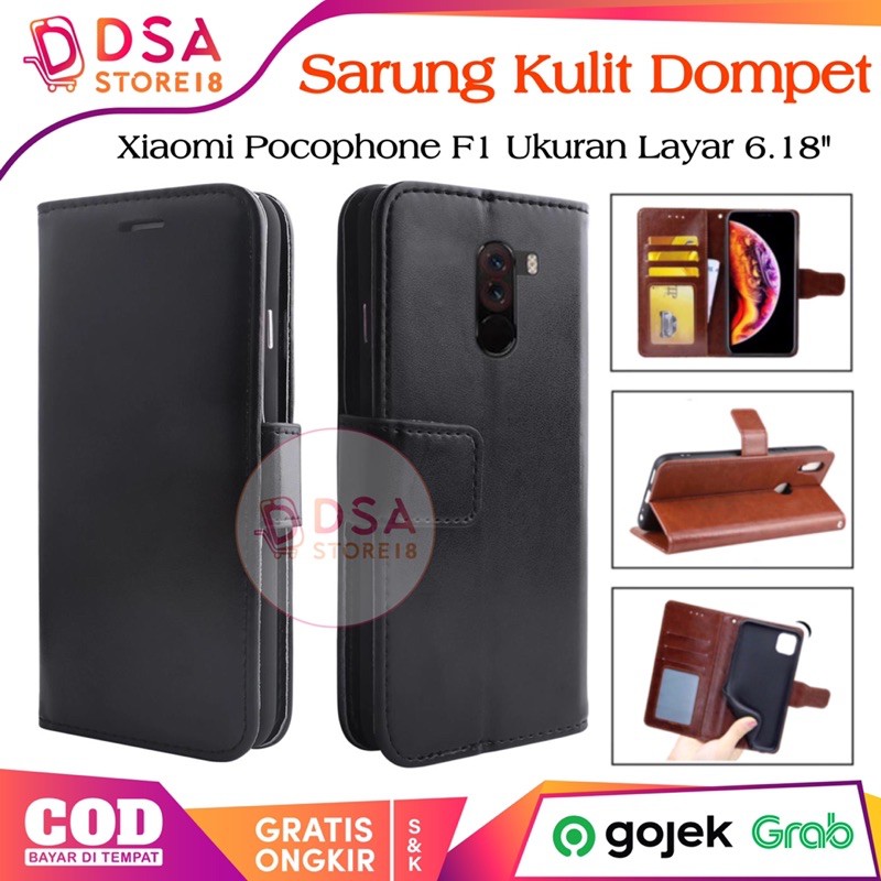 Case Poco F1 / Casing Pocophone F1 / Leather Case Flip Cover Wallet Dompet Hp Casing Kulit