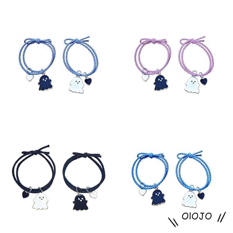 2 Pcs Lucu Hantu Pasangan Gelang Adjustable Pesona Gelang Untuk Kekasih Persahabatan Untuk Pria Wanita - ol