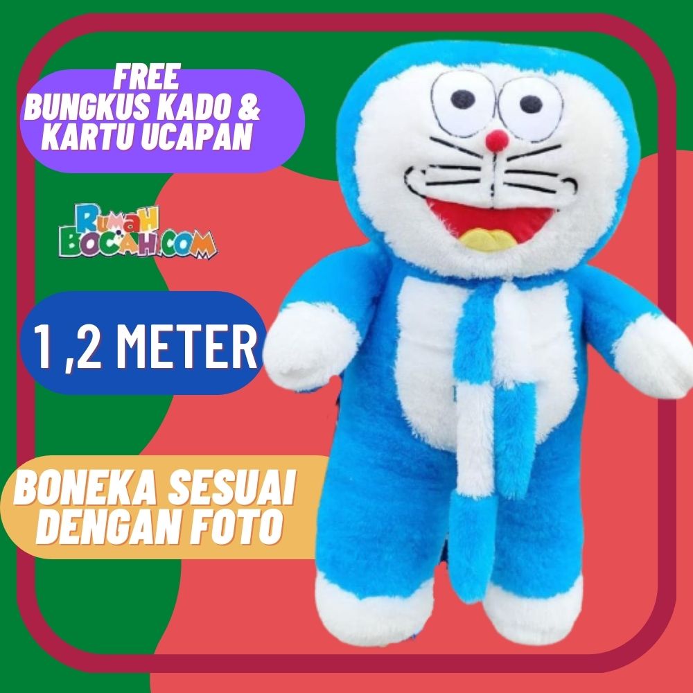 Boneka Doraemon 1,2 m Meter Jumbo Besar Karakter Kucing Doraemon Syal Super Jumbo untuk Kado Ulang T