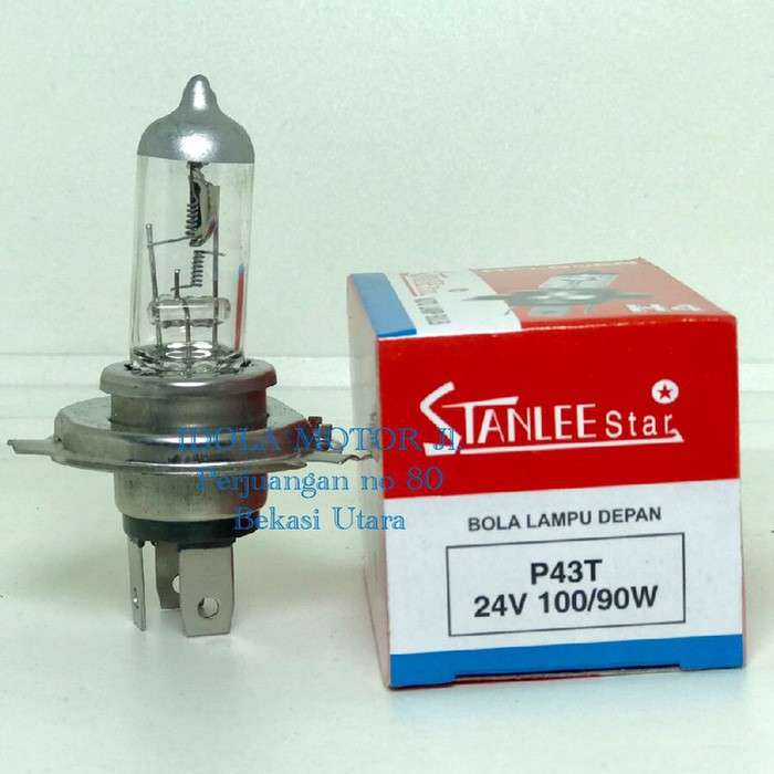 Bohlam lampu depan utama halogen H4 24v 100/90w merk stanlee star