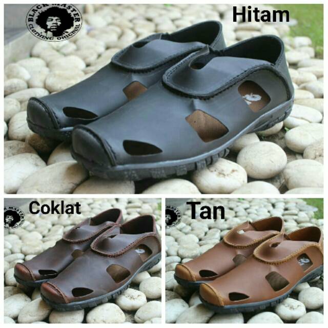 SEPATU SANDAL KULIT ASLI BLACKMASTER BORONGSONG BLACK BROWN TAN KULIT