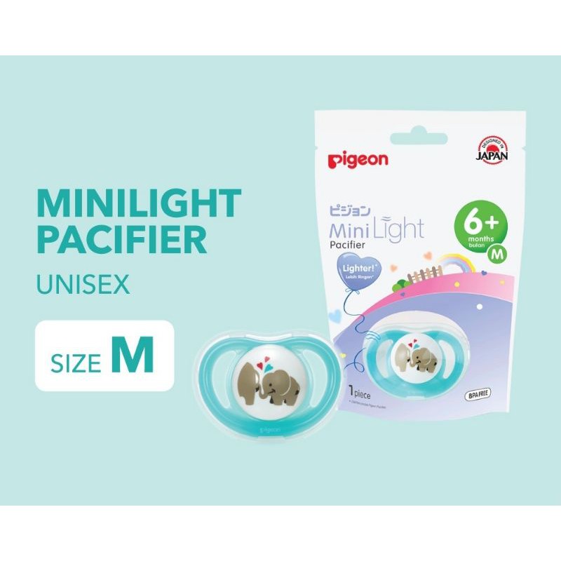 Empeng Pigeon Mini Light silicone Pacifier ada tutup S M L minilight-M, HIJAU