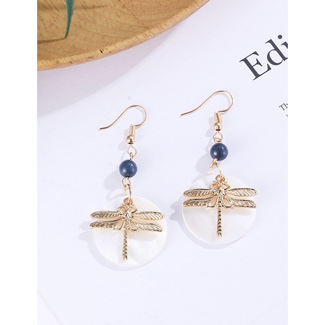 LRC Anting Gantung Fashion Gold Color Dragonfly Shape Decorated F12987