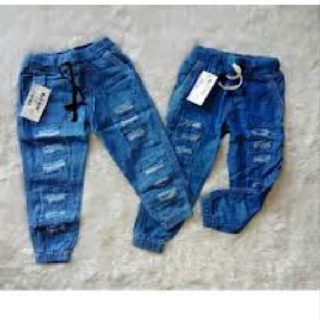 Hot Sell celana  anak  joger denim sobek jeans jins bahan 