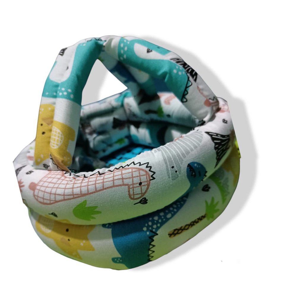 Topi Anti Benturan Topi Bayi Topi Anak Topi Balita Helm Anak Baby Head Protector Safety Helmet-PUTIH DINO