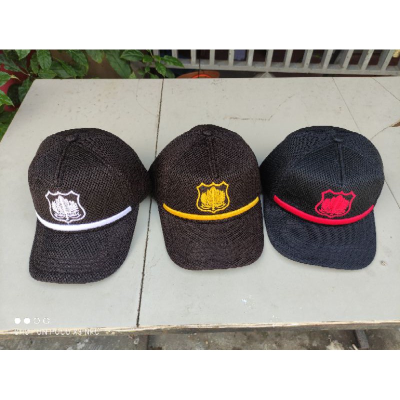 Topi Satpam Jaring/dobel mes warna hitam