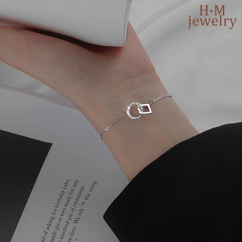 Gelang Tangan Rantai Aksen Berlian Imitasi Untuk Wanita