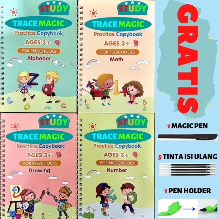 Buku Menggambar Menulis Anak-Anak Pintar Menulis Magic Book Line Smart