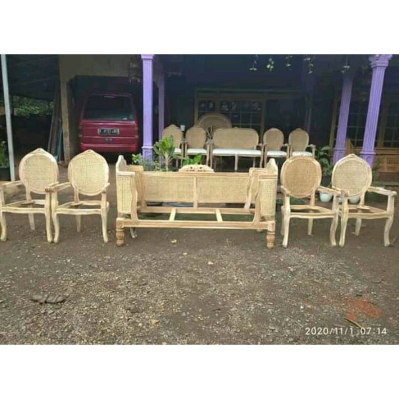 kursi rangka rotan doyok set pelamin (21111)